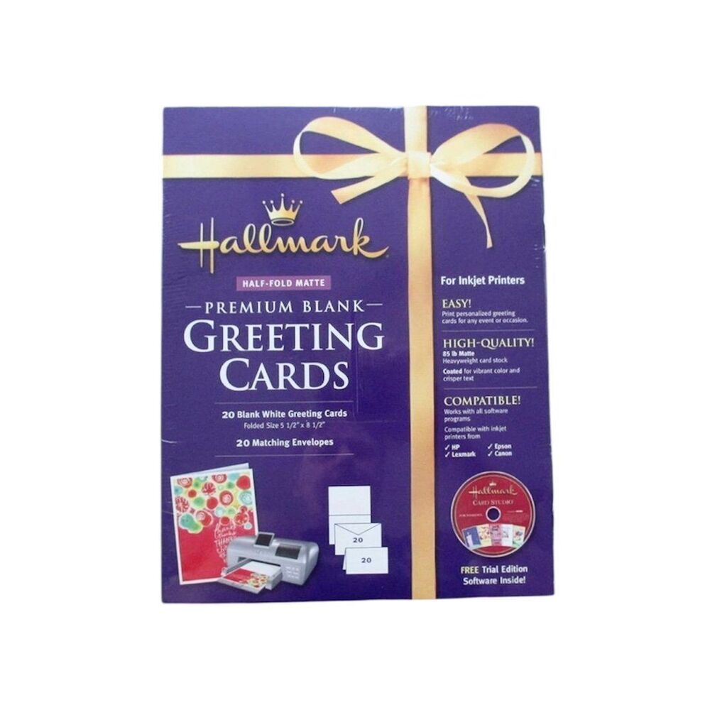 Hallmark Half-Fold Matte Premium Blank Greeting 18 Cards w/ 20 Envelopes
